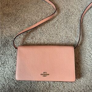 Coach Pink Leather Crossbody Bag with Gold Hardware